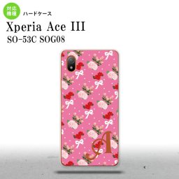 SO-53C SOG08 ワイモバイル Xperia Ace III スマホケース 背面ケース ハードケース 花柄 バラ リボン ピンク ビビット +アルファベット 2022年 6月発売 nk-so53c-262i