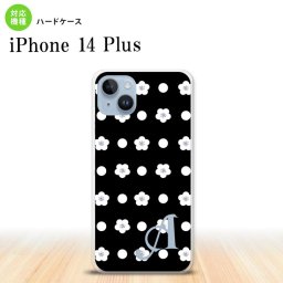 iPhone14 plsu iPhone14 plsu スマホケース 背面ケース ハードケース 花柄 ドット 黒 +アルファベット 2022年 10月発売 nk-i14pl-341i