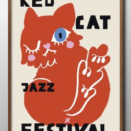 レッドキャット 猫 ネコ A3 サイズ ポスター アート おしゃれ 絵画 インテリア 北欧 イラスト マット紙 艶消し アートパネル 額 フレーム デザイン 壁掛け ギフト 新築祝い ディスプレイ 引越し祝い　新生活　空間デザイン 