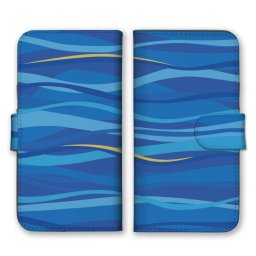 ＼全機種対応／ スマホケース 手帳型 スマホカバー 手帳タイプ スマートフォン ケース カバー 波 ウェーブ ブルー イエロー 夏 かわいい おしゃれ かっこいい カードホルダー付き カード収納 合皮 合成レザー