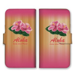 ＼全機種対応／ スマホケース 手帳型 スマホカバー 手帳タイプ スマートフォン ケース カバー 花 ハイビスカス ハワイアン アロハ ピンク かわいい おしゃれ カードホルダー付き カード収納 合皮 合成レザー