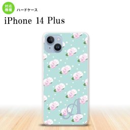 iPhone14 plsu iPhone14 plsu スマホケース 背面ケース ハードケース 花柄 バラ ドット 水色 +アルファベット 2022年 10月発売 nk-i14pl-261i