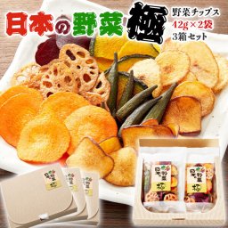 極上 野菜チップス【日本の野菜・極】国産・合計252g（1箱に42gｘ2袋入り・合計3箱セット）化粧箱入り・贈答用ギフト 敬老の日 神戸 ヨコノ食品