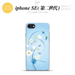 iPhoneSE 2 第二世代 iPhone8&iPhone7 共用 スマホケース 背面カバー ソフトケース 花柄 ミックス A 青 おしゃれ かわいい かっこいい メンズ レディース nk-ise2-tp272