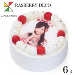 写真ケーキ ラズベリー生クリーム 6号 バースデーケーキ 誕生日ケーキ フォトケーキ イラスト プリント 7～10名様用 サプライズ 冷凍