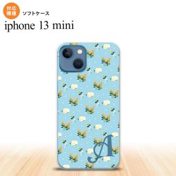 iPhone13mini iPhone13 mini ケース ソフトケース 花柄 バラ ドット 小 水色 +アルファベット iPhone ミニ 5.4インチ  おしゃれ かわいい メンズ レディース キッズ デザインたくさん nk-i13m-tp249i
