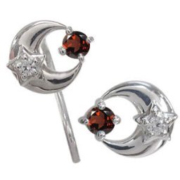 ガーネット・ピアス・星・月・無くさない・ピアス