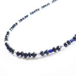 60cm ブラックスピネル ラピスラズリ ハーフデザイン チェーン ネックレス 2mm 3mm スピネル シルバー925 マグネット 天然石 ラピス パワーストーン メンズ レディース アクセサリー