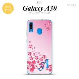 SCV43 Galaxy A30 SCV43 スマホケース ソフト カバー 花柄 サクラ D ピンク +アルファベット nk-scv43-tp184i