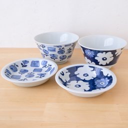 波佐見焼 藍花 取皿お好み丼ペア　B40940250