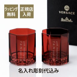 VERSACE ヴェルサーチ メドゥーサ リュミエール ウイスキー グラス 2 個セット 名入れ彫刻代込み 正規品 ペア タンブラー 名前 イベント 記念品 長寿祝 結婚祝 還暦