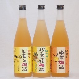 果物梅酒セット レモン×パイナップル×ゆず 中野BC(和歌山県)720ml×3本