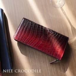 クロコダイル 長財布 L字ファスナー メンズ 札仕切り付き グラデーション 財布 小銭入れ付き l字財布 マット加工 本革 開運財布 金運  春財布  クリスマス ギフト プレゼント (06001299r) アクスタポーチ 推し活ケース 定年退職 バレンタイン 成人祝い