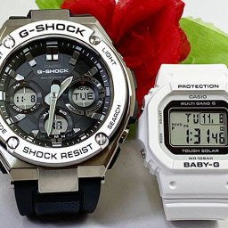 恋人たちのGショックペアウオッチ G-SHOCK BABY-G ペアウォッチ  カシオ 2本セット   電波ソーラー GST-W110-1AJF BGD-5650-7JF  ラッピング無料 アナデジ デジタルクリスマス プレゼント 誕生日 御祝い還暦 銀婚式 結婚記念日 婚約