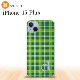 iPhone15 plus iPhone15 plus スマホケース 背面ケースソフトケース チェック B 緑 +アルファベット 2023年 9月発売 nk-i15pl-tp436i