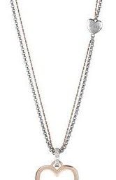 新品 Guess ゲス ペンダント ネックレス UBN78072 UNCHA IN MY HEART ハート モチーフ ブランド ロゴ ダブルチェーン レディース ステンレス ナノコーティング シルバー ピンクゴールド