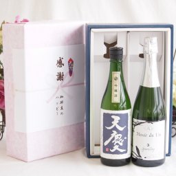 感謝の贈り物ボックス 米の旨味とふくよかな日本酒と国産ワインセット(MdV オアシス3 白スパークリングワイン辛口(長野県)750ml早川酒造部 天慶吟醸酒(三重県)720ml