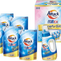 夏の贈り物お中元 アタック抗菌EXバラエティーギフト 花王 アタック抗菌EX詰替用（590g）×5、キュキュットクリア除菌（220ml）×2、アタック抗菌EX（750g）×1