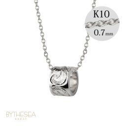 ゴールド ネックレス ハワイアンジュエリー ネックレス ゴールド ホワイトゴールド ネックレス スクロールチューブ Sサイズ 14K K14 K10 10Kあずきチェーン太0.7mm ギフトラッピング可能 BY THE SEA バイザシー プレゼント 夏 サマー 【品番：CG-GP127W】