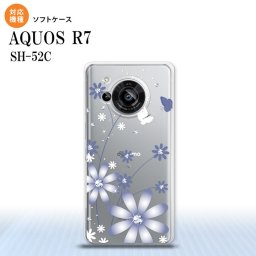 SH-52C AQUOS R7 スマホケース 背面ケースソフトケース 花柄 ガーベラ 透明 紫 2022年 7月発売 nk-r7-tp074