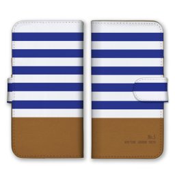 ＼全機種対応／ スマホケース 手帳型 スマホカバー 手帳タイプ スマートフォン ケース カバー ボーダー パステル ツートーン ブルー かわいい おしゃれ カードホルダー付き カード収納 合皮 合成レザー