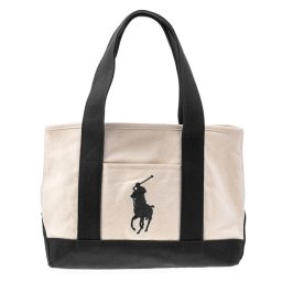 ラルフローレン Ralph Lauren ポロラルフローレン Polo Ralph Lauren バッグ 959038A SCHOOL TOTE MEDIUM スクール トート ミディアム ポニー ショルダー トートバッグ M IVORY＋BLACK アイボリー＋ブラック