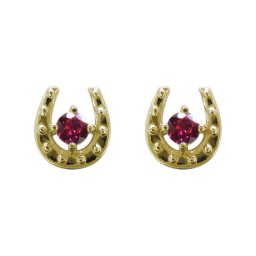 レディース スタッドピアス 18k ホースシュー ルビー ピアス 18k 18金 プレゼント 母の日 2024