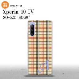 SO-52C SOG07 Xperia 10IV スマホケース 背面ケースソフトケース チェック B ベージュ 赤 +アルファベット 2022年 7月発売 nk-xp104-tp446i