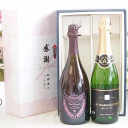 夏の贈り物お中元 感謝の贈り物ボックス エレガントなシャンパン ドンペリロゼと国産ワインセット(塩尻ナイアガラスパークリング白ワインやや甘口(長野県)720mlシャンパンドンペリニヨンロゼ750ml