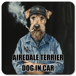 名入れ可 Airedale Terrier エアデールテリア カーサイン 車 マグネット 強力 13x13cm 正方形 作業服 ちょい悪 マグネットステッカー 犬 かっこいい おしゃれ 安全対策 煽り運転 屋外 防水 屋内