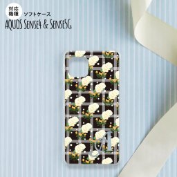 sense4 sense5 Aquos sense4/5 スマホケース ソフトケース 花柄 バラ チェック 黒 +アルファベット メンズ レディース nk-sens4-tp253i