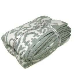 カシウエア KASHWERE ブランケット THCH-DSK01-422-5270 ダマスク THROW シングルサイズ 毛布 ひざ掛け マイクロファイバー タオルケット MALLBLU+CREME モールブルー+クリーム