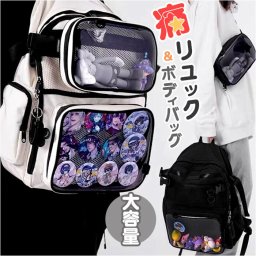痛バッグ おしゃれ 通販 リュック リュクサック 2WAY バックパック ディバッグ スクールバッグ 缶バッジ ぬいぐるみ ウェストバッグ 痛リュック クリア 透明 推し活 可愛い かわいい オシャレ 大容量 通勤 通学 ギフト