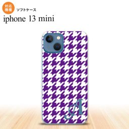 iPhone13mini iPhone13 mini ケース ソフトケース 千鳥 格子 大 紫 白 +アルファベット iPhone ミニ 5.4インチ  おしゃれ かわいい メンズ レディース キッズ デザインたくさん nk-i13m-tp923i