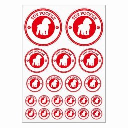 ドッグ ステッカー トイプードル レッド A4サイズ まとめて詰め合わせ 丸タイプ サイズ別 21枚セット 犬種別 シール カーステッカー 愛犬 キャンプ 持ち物 ドッグフード用 肉球マーク