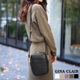 ミニショルダーバッグ 本革 縦型 レディース GINA CLAIR 斜めがけ 大人 かわいい スマホ ミニバッグ バッグ シンプル ブランド レザー ミニバッグ ミニショルダー サコッシュ 牛革 シュリンクレザー ポシェット 本革バッグ ファスナー ギフト プレゼント (09000330r) クリスマス 女性 祖母 ショルダーバッグ 定年退職 バレンタイン 成人祝い