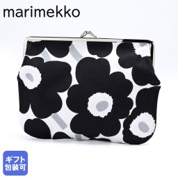 マリメッコ marimekko 小物入れ ポーチ ペンケース がま口 Puolikas Kukkaro Mini Unikko プオリカス クッカロ ミニ ウニッコ ブラック×ホワイト×グレー 72797 072797 909 ネコポス 北欧雑貨 北欧デザイン 化粧ポーチ  送別会 誕生日 お中元 結婚祝い 結婚式 高級  母の日 ホワイトデー