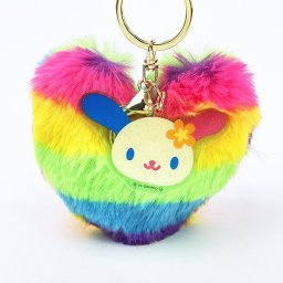 サンリオ ウサハナ ハート型ファーキーホルダー Sanrio