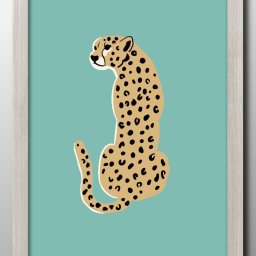 振り返るヒョウ レオパード モダン A3 サイズ ポスター アート おしゃれ 絵画 インテリア 北欧 イラスト マット紙 艶消し アートパネル 額 フレーム デザイン 壁掛け ギフト 新築祝い ディスプレイ 引越し祝い　新生活　空間デザイン