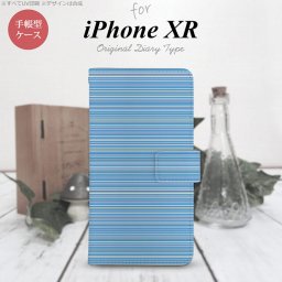 iPhoneXR iPhone XR 手帳型スマホケース カバー ボーダー 細 青  nk-004s-ipxr-dr1288