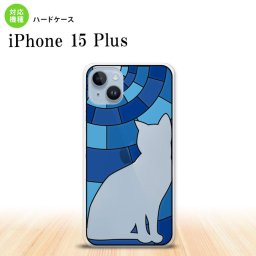 iPhone15 plus iPhone15 plus 背面ケース カバー ステンドグラス風 おしゃれ 猫 ブルー ステンドグラス風 2023年 9月発売 nk-i15pl-sg38