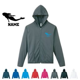「人魚」名入れドライジップパーカー お名前入り ロングスリーブ チームTシャツ クラブＴシャツ サークル100 紫外線防止 吸水速乾 アイテム 半魚人、マーメイド、伝説の生物、mermaid スポーツウェア フィットネスウェア ダイエット ジョギング 有酸素運動