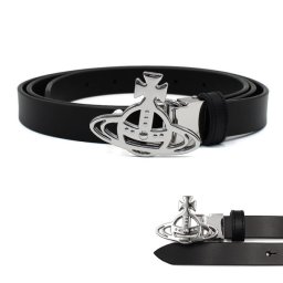 ヴィヴィアンウエストウッド Vivienne Westwood ベルト 82010045-L0022-N401 BELTS SMALL LINE ORB BUCKLE メンズ シルバー ブラック