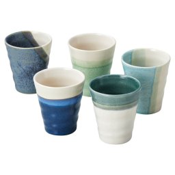 実りの秋の贈り物 ラグーンブルー フリーカップ5客セット Zen -禅- 直径8.5×9.5cm