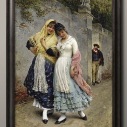 ユージーン デ ブラス The Flirtation A3 サイズ ポスター アート おしゃれ 絵画 インテリア 北欧 イラスト マット紙 艶消し アートパネル 額 フレーム デザイン 壁掛け ギフト 新築祝い ディスプレイ 引越し祝い　新生活　空間デザイン 