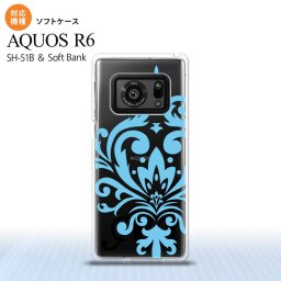 SH-51B AQUOS R6 AQUOS R6 スマホケース ソフトケース ダマスク D 水色 メンズ レディース nk-r6-tp1035