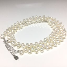 真珠 ネックレス パール 淡水真珠 3.5-4.0mm ホワイト シルバー アジャスター 70137 イソワパール