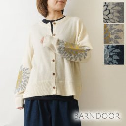 ＊【BARNDOOR バーンドア】ダリア ジャガード ニット カーディガン (1203003)レディース 秋 冬 花柄 北欧 ゆったり アウター 羽織 温か 暖か ナチュラル 服 新作 シンプル おしゃれ コーディネート ナチュランド 人気 30代 40代 50代 60代