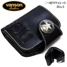 財布 バンソン かっこいい 本革製 ブラック ショートウォレット vanson 日本製 栃木レザー 牛革 メンズ 黒 おしゃれ レザー 国産 ブランド メンズ ギフト プレゼント