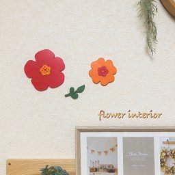 フラワー オーナメント 花 北欧風 レッド オレンジ ウォールデコ 壁飾り flower 木製 糸のこ かわいい ひのき 木目 雑貨 壁 ウッド おうち時間 お花 置き物 飾り インテリア 新生活 DIY 玄関 リビング 子供部屋 可愛い ヒノキ 堺工房 手作り